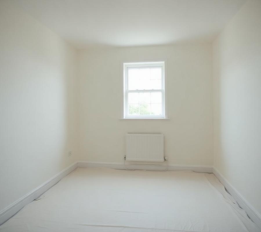 Freshly plastered room with protected floor